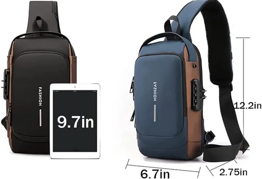 Anti Theft Sling Bag with USB Charging Port, Waterproof Shoulder Crossbody Bag for Men, Travel Chest Backpack