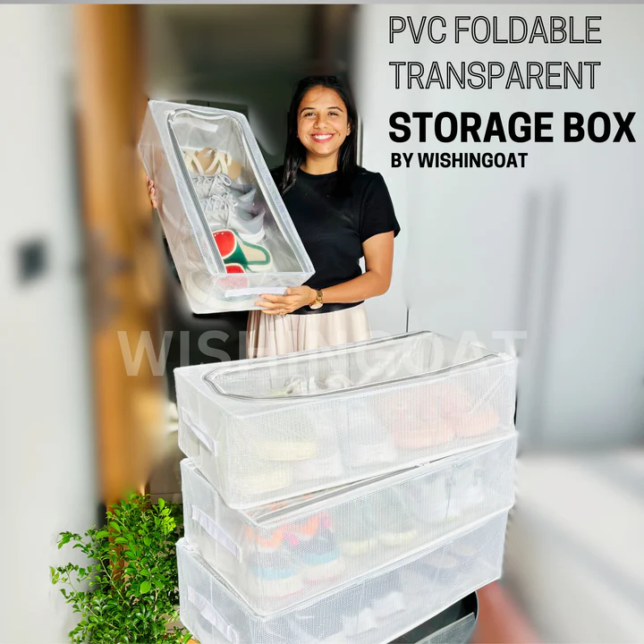Foldable Transparent Storage Box for Shoes, Toys, Clothes, Books