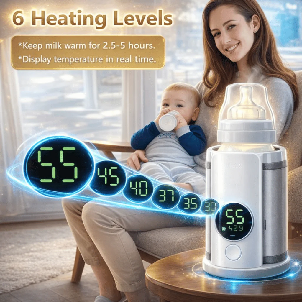 Travel Portable Bottle Warmer Combo Includes Complimentary Feeder Bottle – Compact, Safe & Easy to Carry for Moms