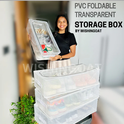 Foldable Transparent Storage Box for Shoes, Toys, Clothes, Books