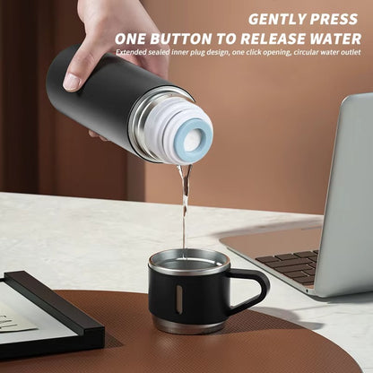 New Shape Vacuum Flask Bottle with 3 Cups and Gift Box