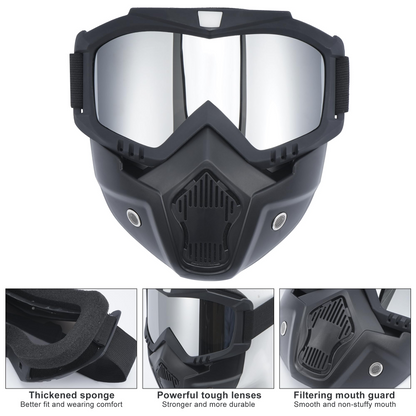 Protective Motorcycle Goggles with Detachable Face Mask
