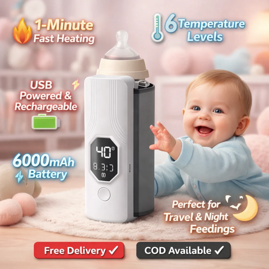 Travel Portable Bottle Warmer Combo Includes Complimentary Feeder Bottle – Compact, Safe & Easy to Carry for Moms