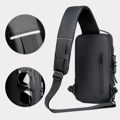 Anti Theft Sling Bag with USB Charging Port, Waterproof Shoulder Crossbody Bag for Men, Travel Chest Backpack