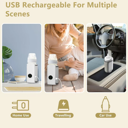 Travel Portable Bottle Warmer Combo Includes Complimentary Feeder Bottle – Compact, Safe & Easy to Carry for Moms