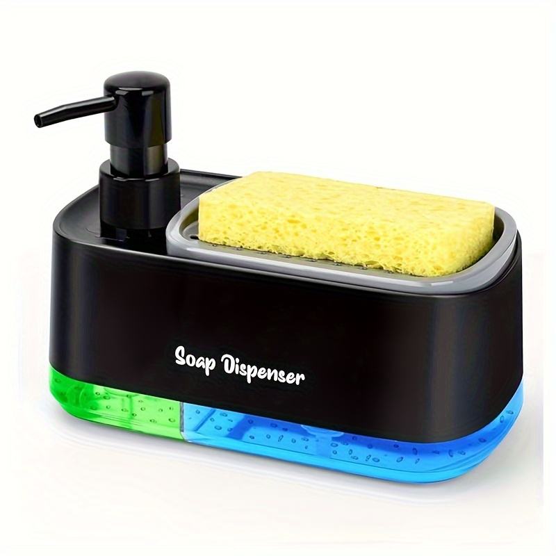2-in-1 Dish Soap Pump Dispenser with Sponge Storage, Non-Slip Kitchen Sink Organizer