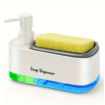2-in-1 Dish Soap Pump Dispenser with Sponge Storage, Non-Slip Kitchen Sink Organizer