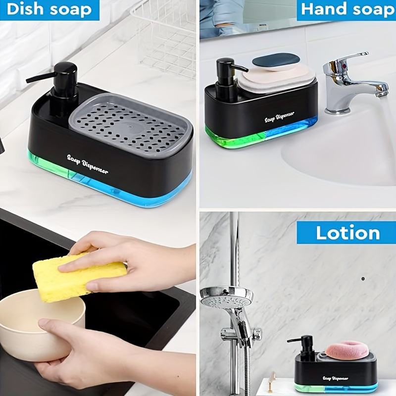 2-in-1 Dish Soap Pump Dispenser with Sponge Storage, Non-Slip Kitchen Sink Organizer